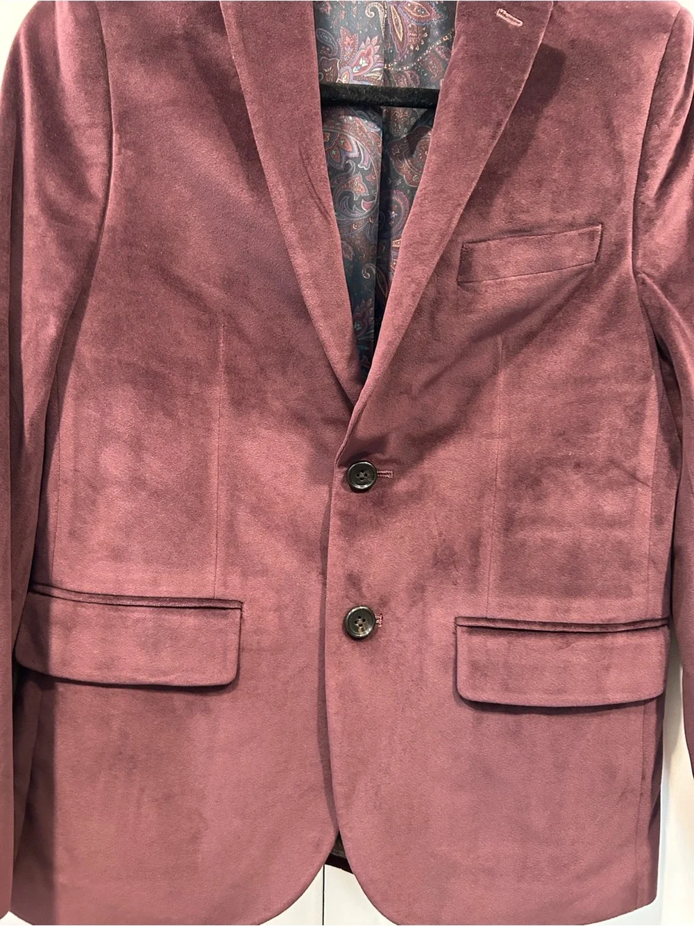Lauren Ralph Lauren Burgundy Velvet Blazer Paisley Lined Size 14R